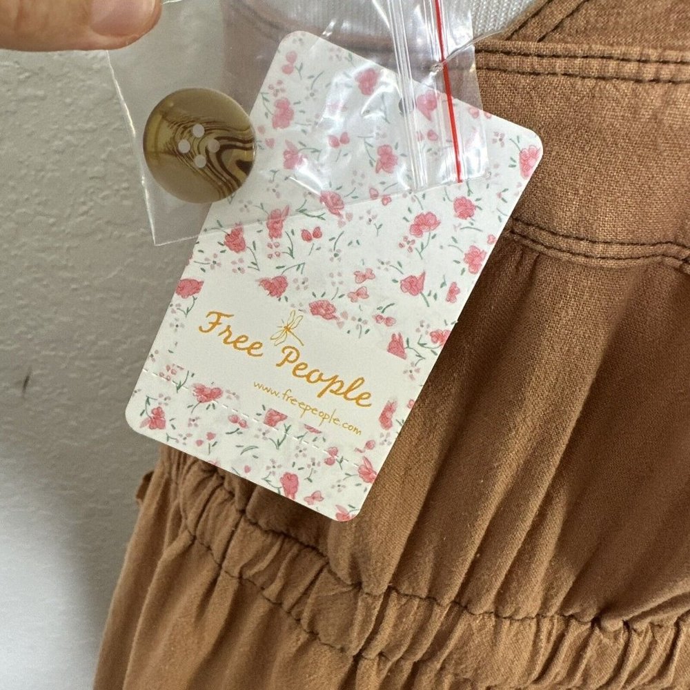 NWT Free People Catch The Breeze Midi Dress sz M medium Linen Amber Waves Tiered - Picture 11 of 14